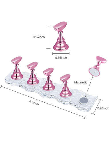 Soporte para Uñas JUSTOTRY 2 Juegos Rosa Magnético 8,89 cm