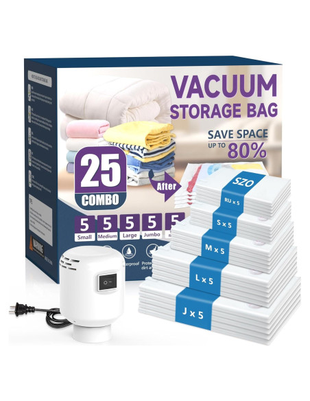 Bolsas de Almacenamiento al Vacío SZO 25 Paquete con Bomba Bolsas de Almacenamiento al Vacío SZO 25 Paquete con Bomba