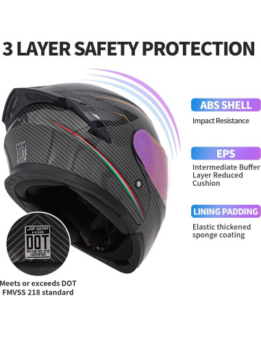 Casco Modular JQF Gear FF808 Doble Visor Carbono S