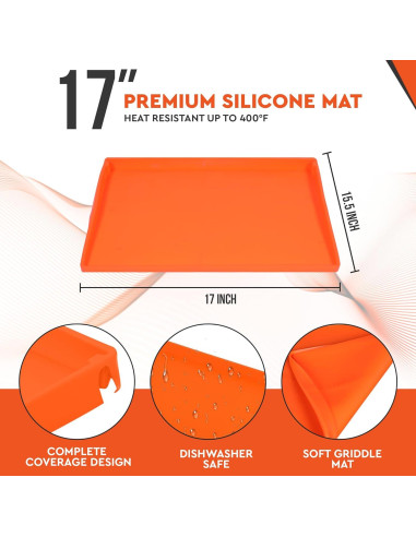 Tapete de Silicona 43 cm PATIOLAB para Parrilla Naranja