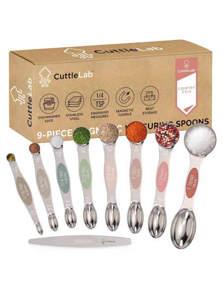 Juego de Cucharas Medidoras Magnéticas CuttleLab 9 Piezas Juego de Cucharas Medidoras Magnéticas CuttleLab 9 Piezas