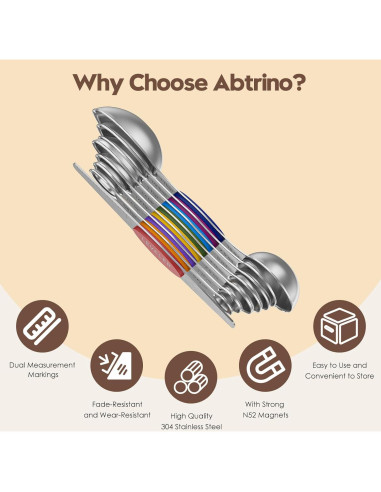 Juego de Cucharas Medidoras Magnéticas Abtrino - Acero Inoxidable