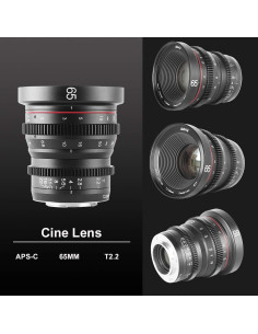 Lente de Cine Meike 65mm T2.2 MFT Manual 4K para Cámaras 2