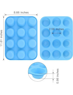Molde para Muffin de Silicona homEdge 12 Tazas Azul 2