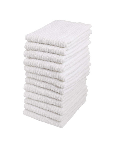 Set de 12 Paños de Cocina Living Fashions 100% Algodón Blanco