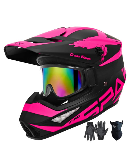 Casco de Motocross SanQing yytk-01 Mediano Rosa con Guantes Casco de Motocross SanQing yytk-01 Mediano Rosa con Guantes