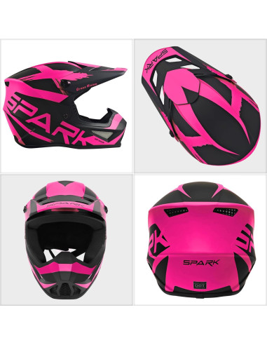 Casco de Motocross SanQing yytk-01 Mediano Rosa con Guantes