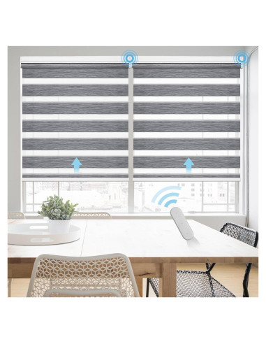 Persianas Zebra Motorizadas Grandekor 114x183 cm Gris Cañamo