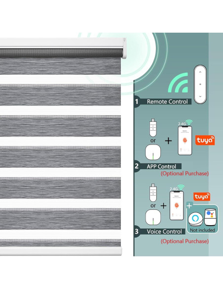 Persianas Zebra Motorizadas Grandekor 114x183 cm Gris Cañamo Persianas Zebra Motorizadas Grandekor 114x183 cm Gris Cañamo