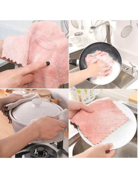 Paquete de 10 Paños de Cocina SAOYOAS Microfibra Rosa Paquete de 10 Paños de Cocina SAOYOAS Microfibra Rosa