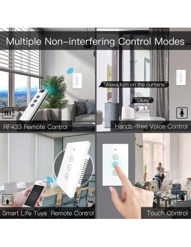 Interruptor Cortina Inteligente WiFi MOES Blanco 240V