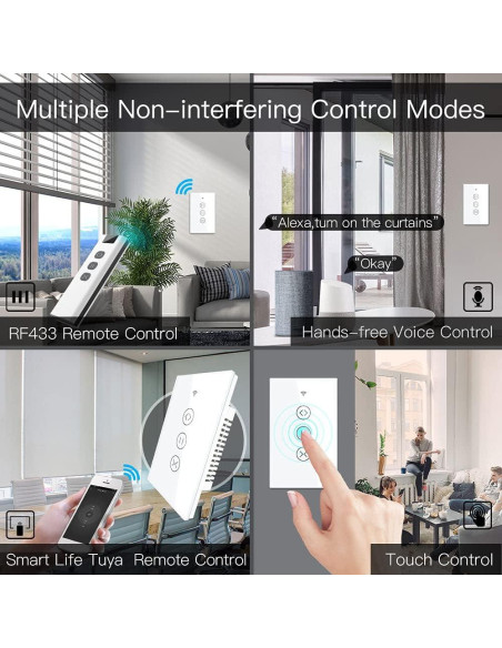 Interruptor Cortina Inteligente WiFi MOES Blanco 240V Interruptor Cortina Inteligente WiFi MOES Blanco 240V