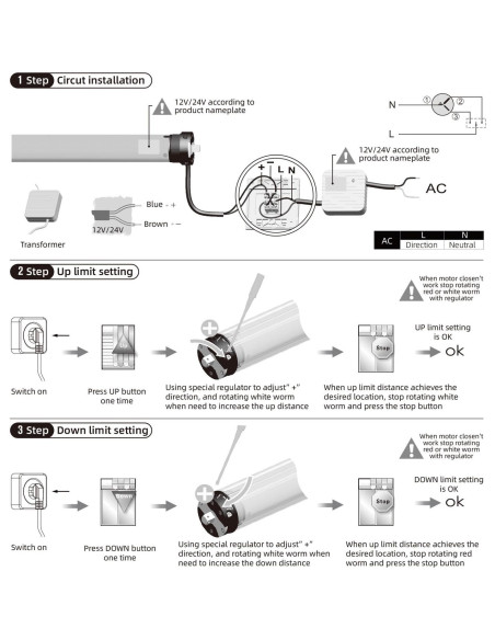 Motor Eléctrico de Sombra Rodante HUIYEETEX DM25DS 12V