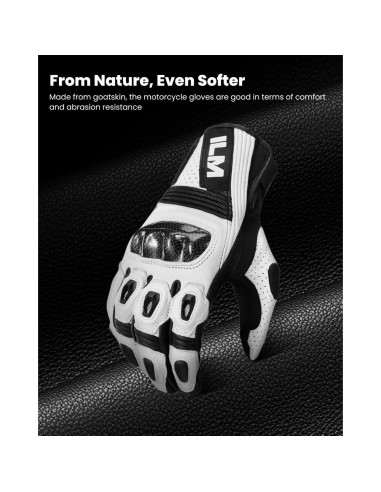 Guantes de Motocicleta ILM GL4 de Cuero de Cabra Táctiles S