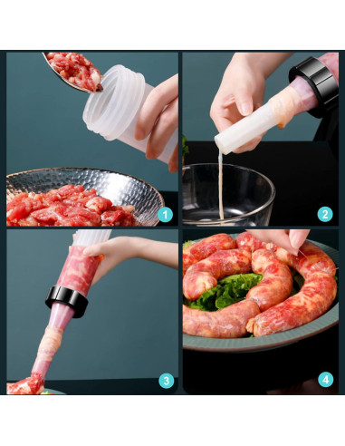 Embudo para Salchichas Kulusion - Manual con 3 Tubos