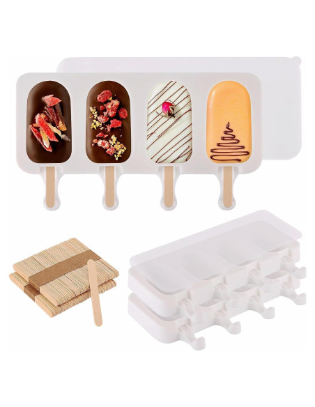 Juego de 3 moldes para paletas BTYMS con 100 palitos Juego de 3 moldes para paletas BTYMS con 100 palitos