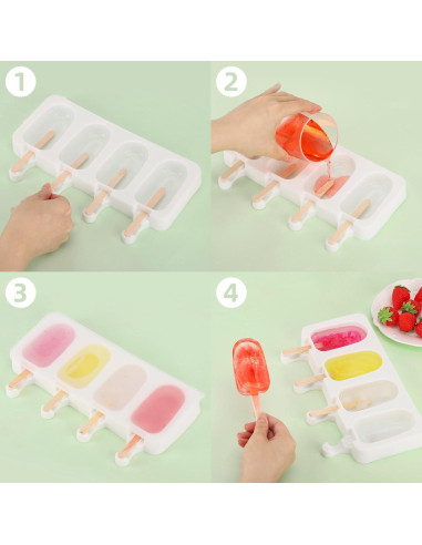 Juego de 3 moldes para paletas BTYMS con 100 palitos