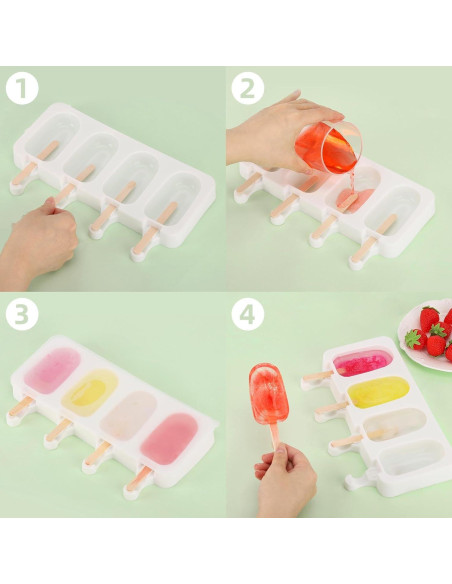 Juego de 3 moldes para paletas BTYMS con 100 palitos Juego de 3 moldes para paletas BTYMS con 100 palitos