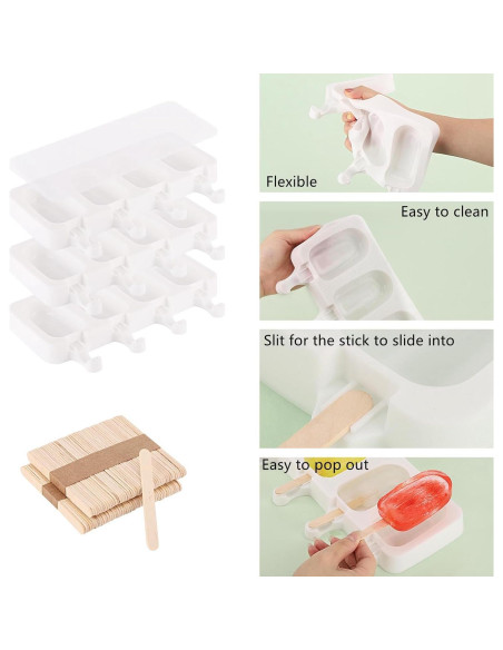 Juego de 3 moldes para paletas BTYMS con 100 palitos Juego de 3 moldes para paletas BTYMS con 100 palitos