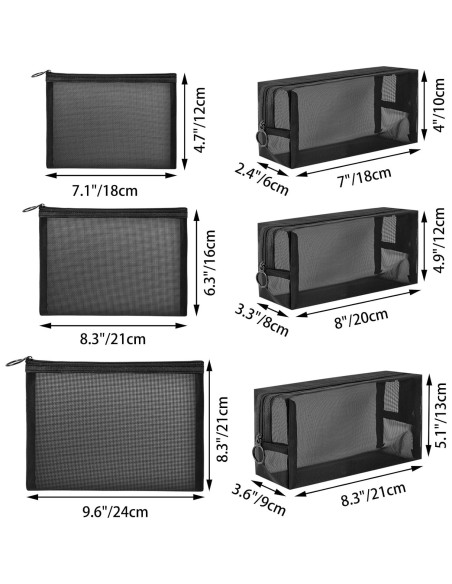 Bolsa de Cosméticos de Malla Unoutur 6 Piezas 20x7.6x12.7cm Bolsa de Cosméticos de Malla Unoutur 6 Piezas 20x7.6x12.7cm