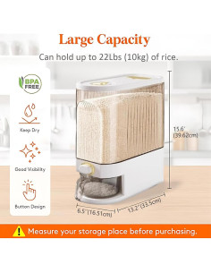 Dispensador de arroz 9,98 kg COSTYERT con tapa y medidor 2