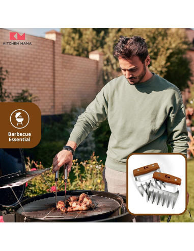 Garras Desmenuzadoras Kitchen Mama de Acero Inoxidable con Mango de Madera