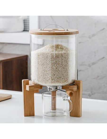 Dispensador de Arroz de Vidrio L'ÉPICÉA 8L Hermético Dispensador de Arroz de Vidrio L'ÉPICÉA 8L Hermético