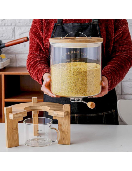 Dispensador de Arroz de Vidrio L'ÉPICÉA 8L Hermético Dispensador de Arroz de Vidrio L'ÉPICÉA 8L Hermético