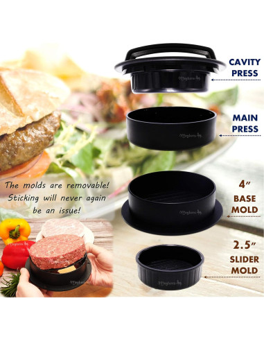 Prensa de Hamburguesas Meykers 3 en 1 con Molde Antiadherente