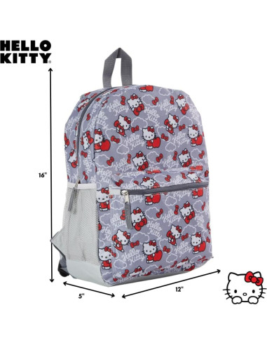 Mochila Hello Kitty Fast Forward 40 cm Roja y Gris