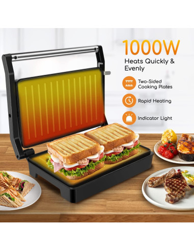 Hacedor de Sándwiches Panini Aigostar 1000W Antiadherente