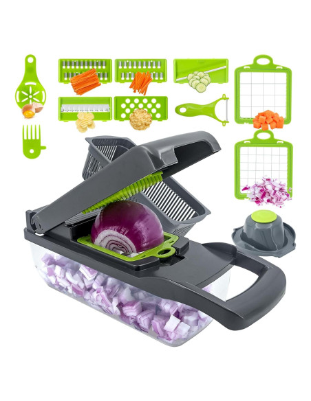 Cortador de Verduras Multifuncional NIOSAVM 8 en 1 Verde Cortador de Verduras Multifuncional NIOSAVM 8 en 1 Verde