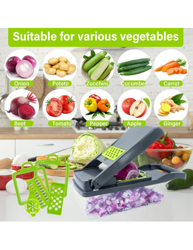 Cortador de Verduras Multifuncional NIOSAVM 8 en 1 Verde
