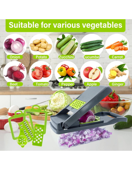 Cortador de Verduras Multifuncional NIOSAVM 8 en 1 Verde Cortador de Verduras Multifuncional NIOSAVM 8 en 1 Verde