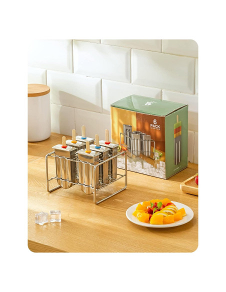 Set de 6 Moldes de Paletas de Acero Inoxidable Baffect Set de 6 Moldes de Paletas de Acero Inoxidable Baffect