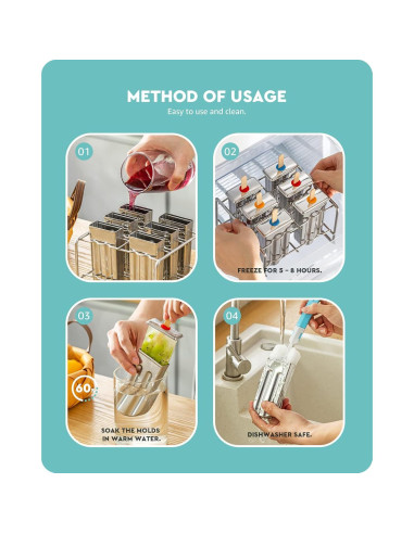 Set de 6 Moldes de Paletas de Acero Inoxidable Baffect