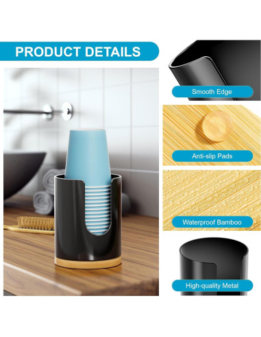 Dispensador de Tazas VITVITI para Baño Negro 4 OZ