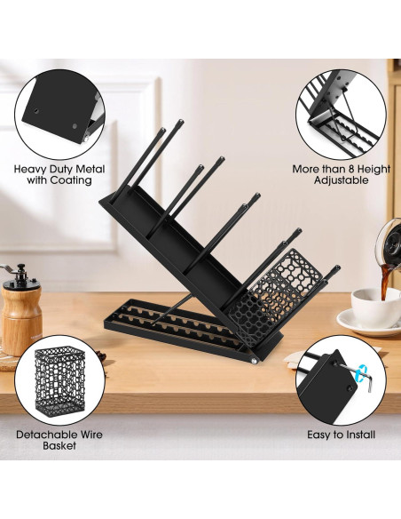 Soporte para Tazas y Tapas ShineMe Ajustable 4 Compartimentos Soporte para Tazas y Tapas ShineMe Ajustable 4 Compartimentos