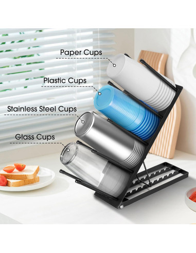 Soporte para Tazas y Tapas ShineMe Ajustable 4 Compartimentos