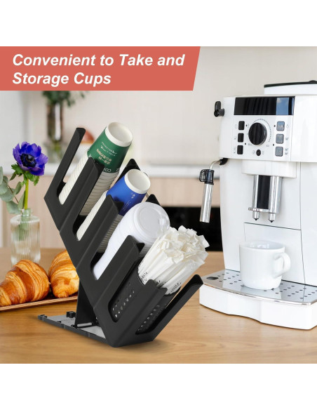 Soporte para Tazas de Papel YTROG 4 Compartimentos Negro Soporte para Tazas de Papel YTROG 4 Compartimentos Negro