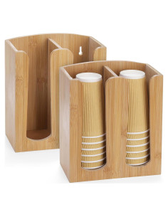 Organizador de Tazas de Bambú Suwimut 2 Compartimentos 20 Tazas