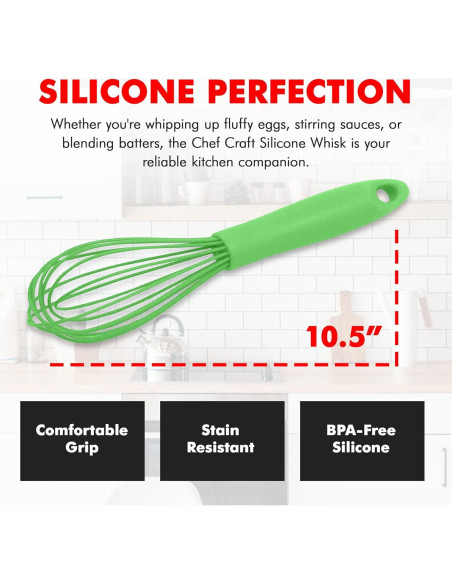 Batidor de Alambre de Silicona Chef Craft 26,67 cm Verde Batidor de Alambre de Silicona Chef Craft 26,67 cm Verde