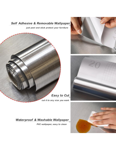 Papel Contacto Autoadhesivo Cohoo Home Acero Inoxidable 1.48x6.56m Papel Contacto Autoadhesivo Cohoo Home Acero Inoxidable 1.48x6.56m