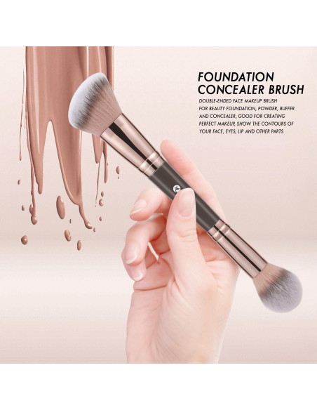 Brocha de Maquillaje Doble Cara KINGMAS para Base y Corrector Brocha de Maquillaje Doble Cara KINGMAS para Base y Corrector