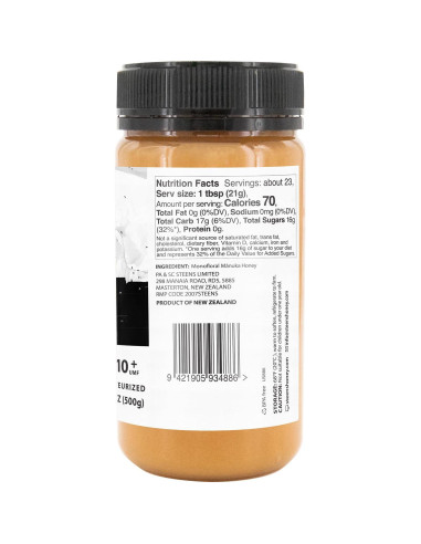 Miel Manuka Steens 100% Cruda UMF 10+ MGO 263+ 499g
