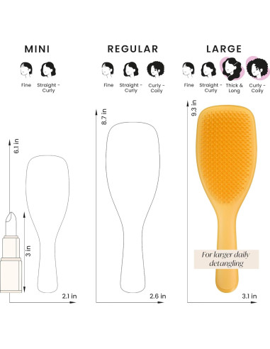 Cepillo Desenredante Tangle Teezer Grande Amarillo 3C a 4C