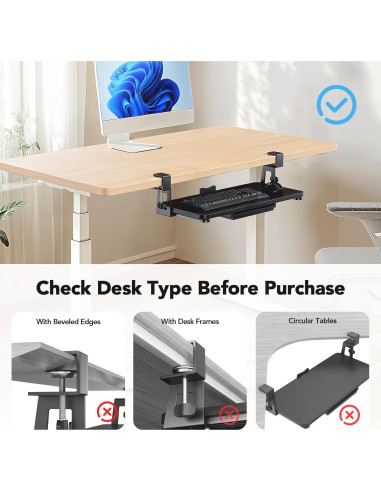 Bandeja para Teclado Bajo Escritorio HUANUO 76.60 cm con Cajón