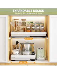 Organizador de Gabinete Extraíble DOMNIU 2 Piezas Blanco 29-44 cm 2