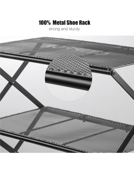 Estante para zapatos GTIPPOR 4 niveles negro plegable Estante para zapatos GTIPPOR 4 niveles negro plegable