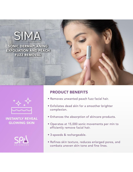 Afeitadora Dermaplane Spa Sciences SIMA Rosa 2-en-1 Exfoliación Afeitadora Dermaplane Spa Sciences SIMA Rosa 2-en-1 Exfoliación
